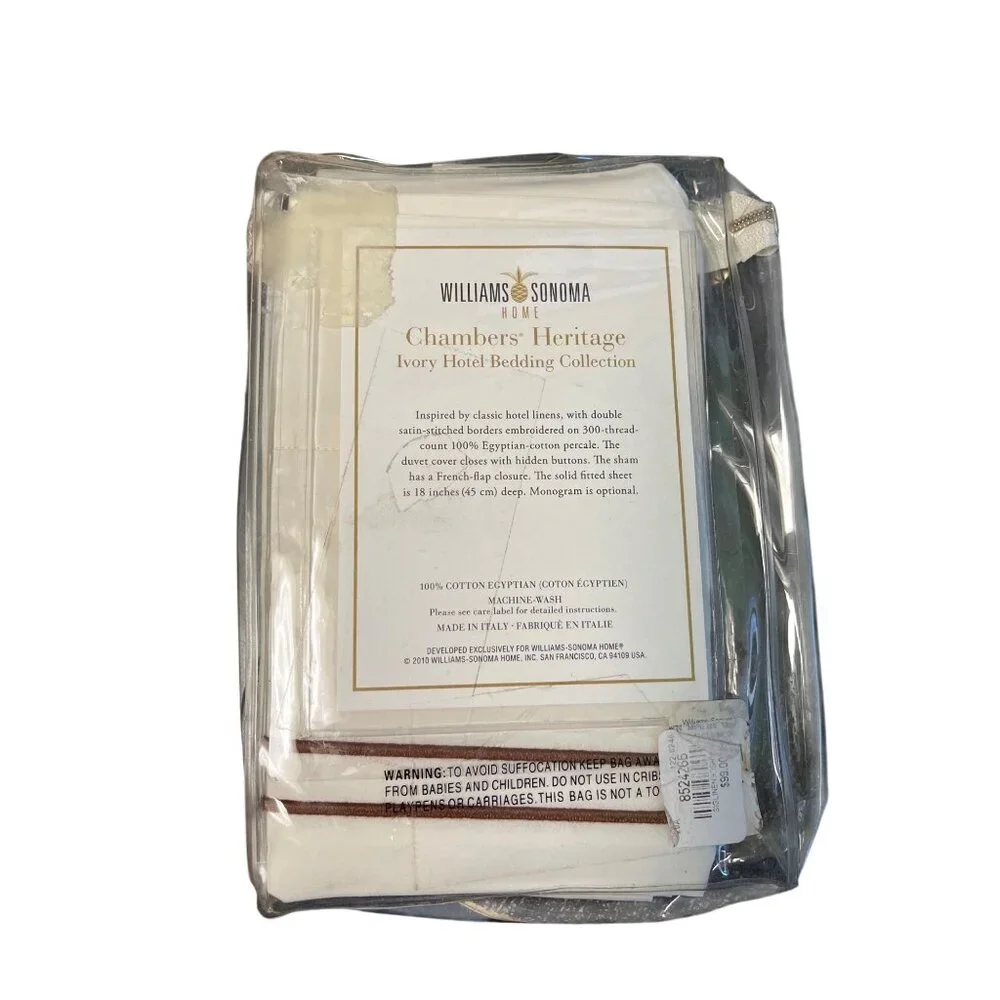 Williams Sonoma Ivory Hotel Bedding Euro Sham 26x26
